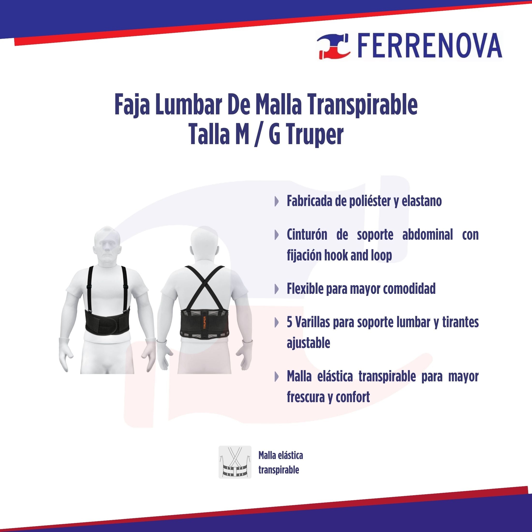 Faja Lumbar De Malla Transpirable Talla M Truper 11965