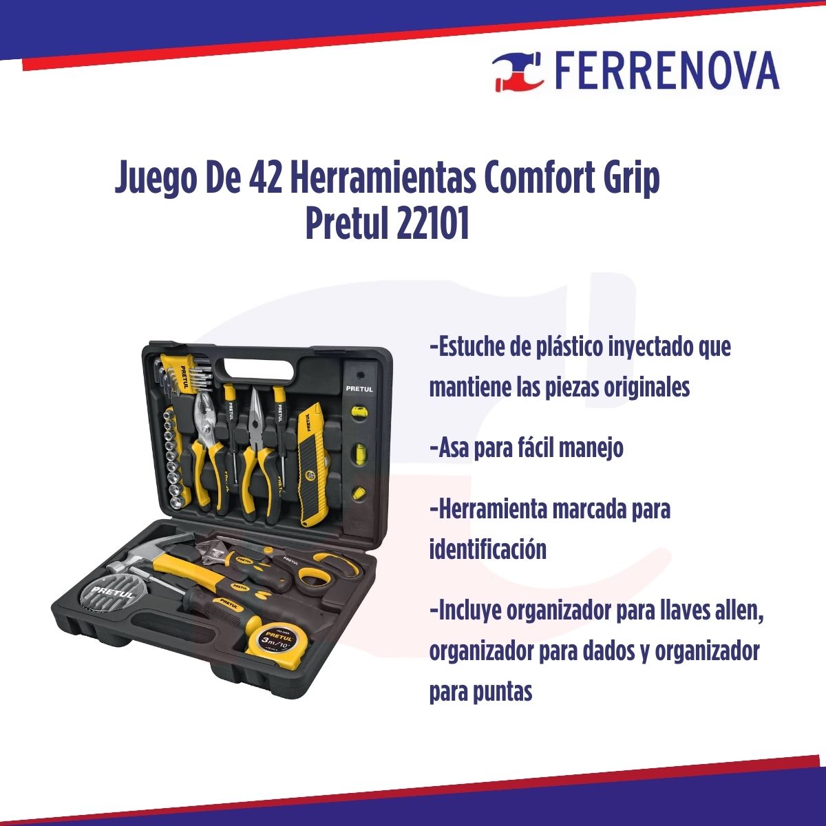 Juego De 42 Herramientas Comfort Grip Pretul 22101