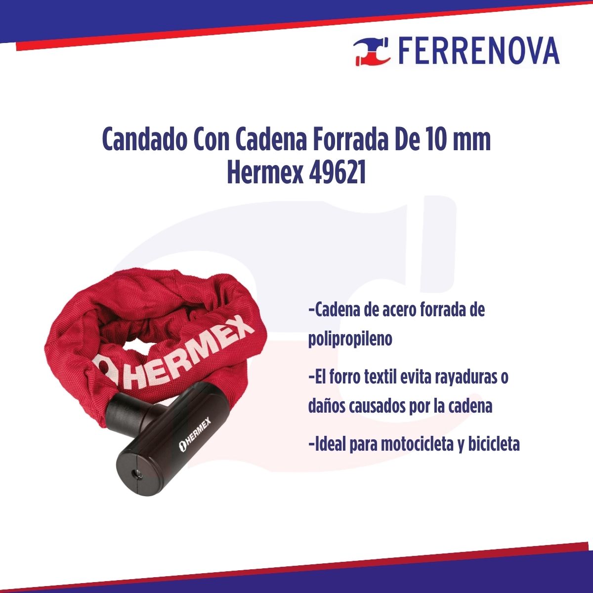 Candado Con Cadena Forrada De 10 mm Hermex 49621