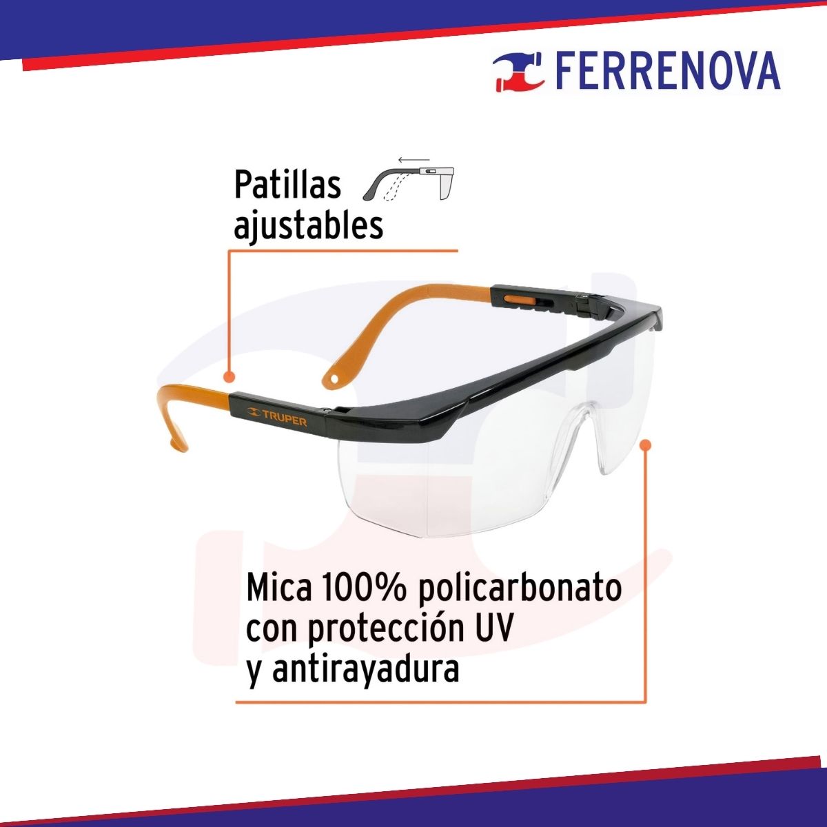 Lentes De Seguridad Ajustables Transparentes Truper 14284